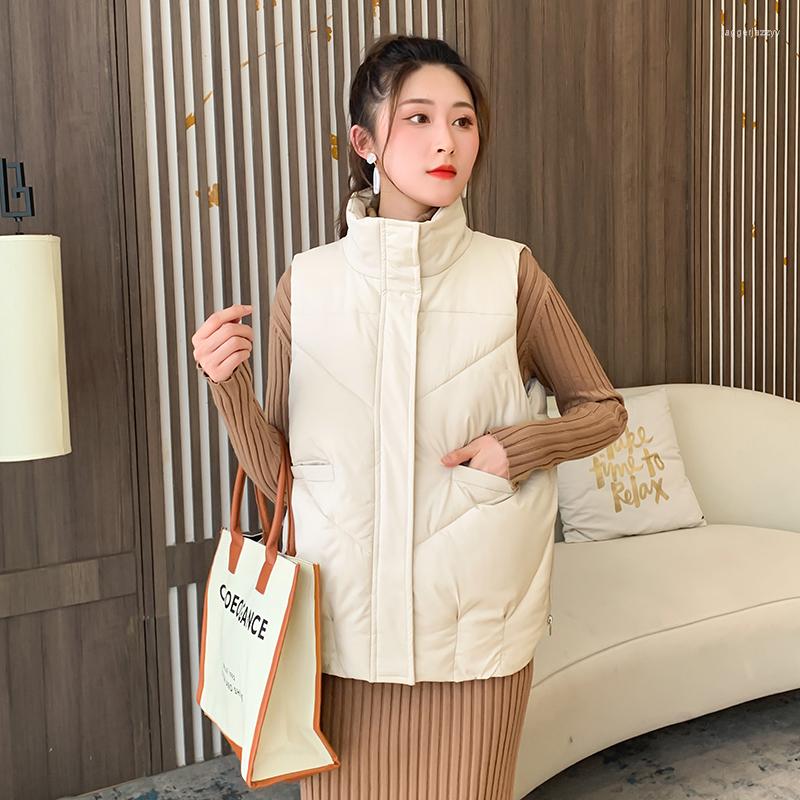 

Women' Vests 2022 Winter Coat For Women Zip Up Stand Neck Loose Thick Padded Jackets Fall Overcoat Sleeveless Warm Outerwear 3328, Beige