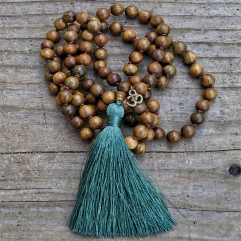 

Chains 8mmSandalwood 108Beads Mala Necklace Band Tassel Knot Cuff Meditation Sutra Buddhism Bless Unisex Men Spirituality
