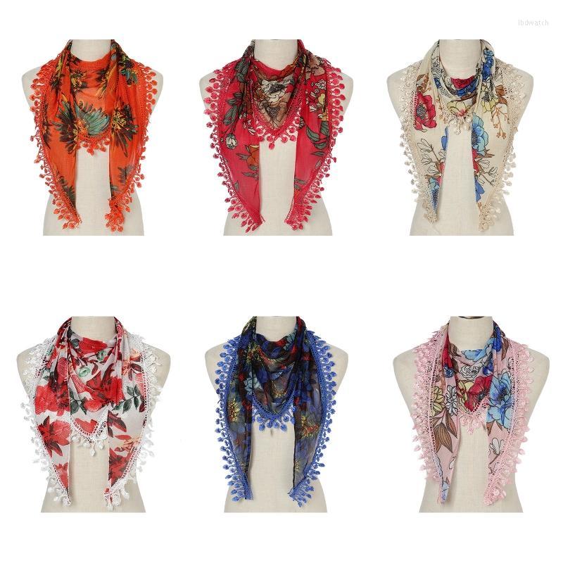 

Scarves Bohemian Scarf Wrap Floral Tassel Shawl Tudung Hijab X4YC