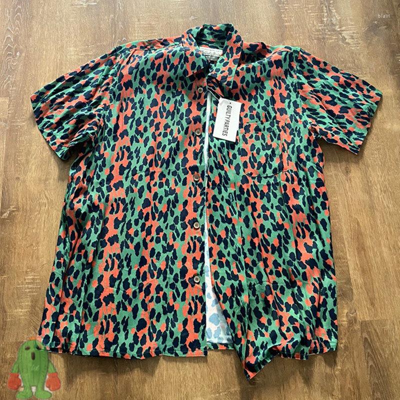 

Men' Casual Shirts Leopard Logo Print Wacko Maria Men Women Short Sleeve Shirt