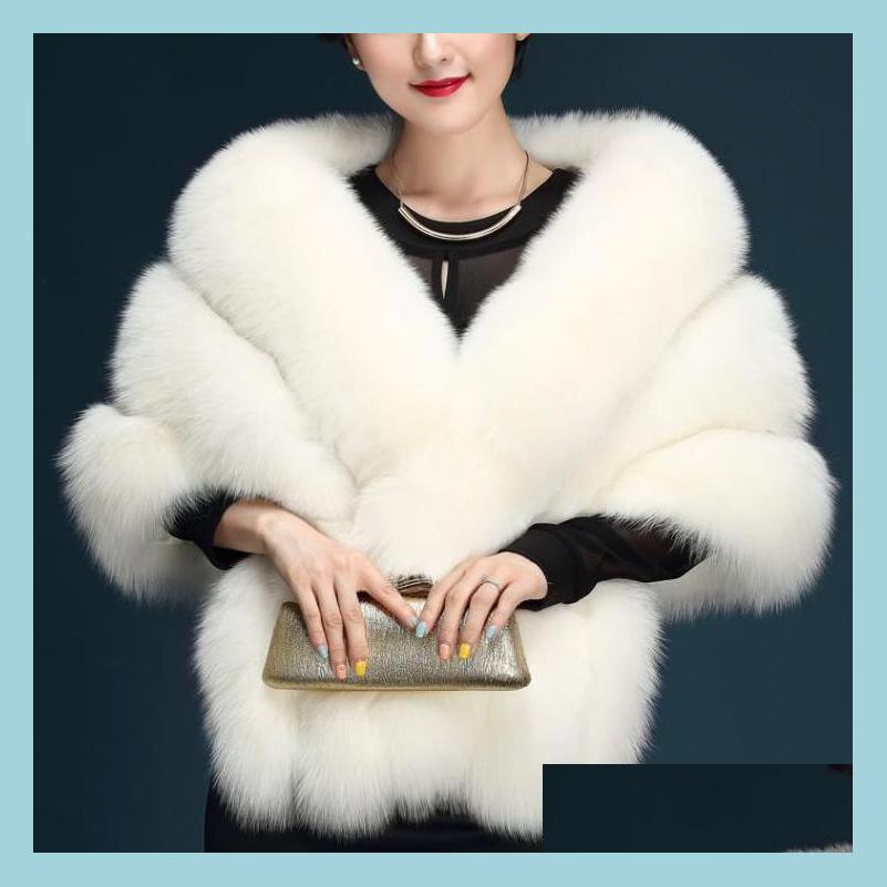 

Wraps Jackets Luxury White Dark Gray Bridal Faux Fur Shawls Wedding Outerwear Jackets Brides Winter Cape Evening Wrap Warm Drop De Dhdnp, Customize