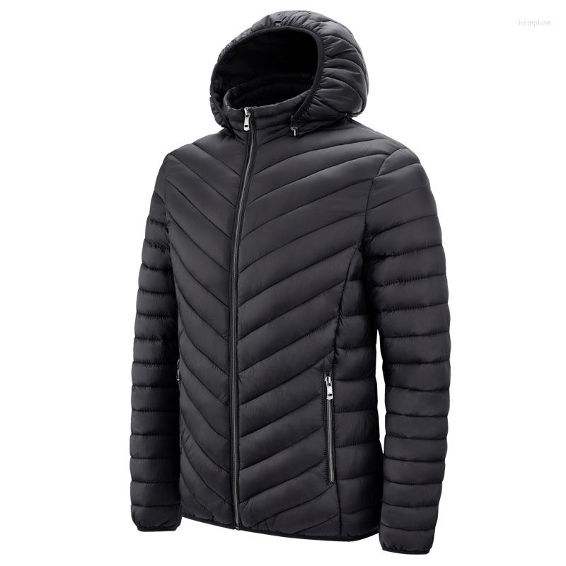 

Men's Down Cotton Hooded Clothes Simple Casual Jacket Coat, 22912grey
