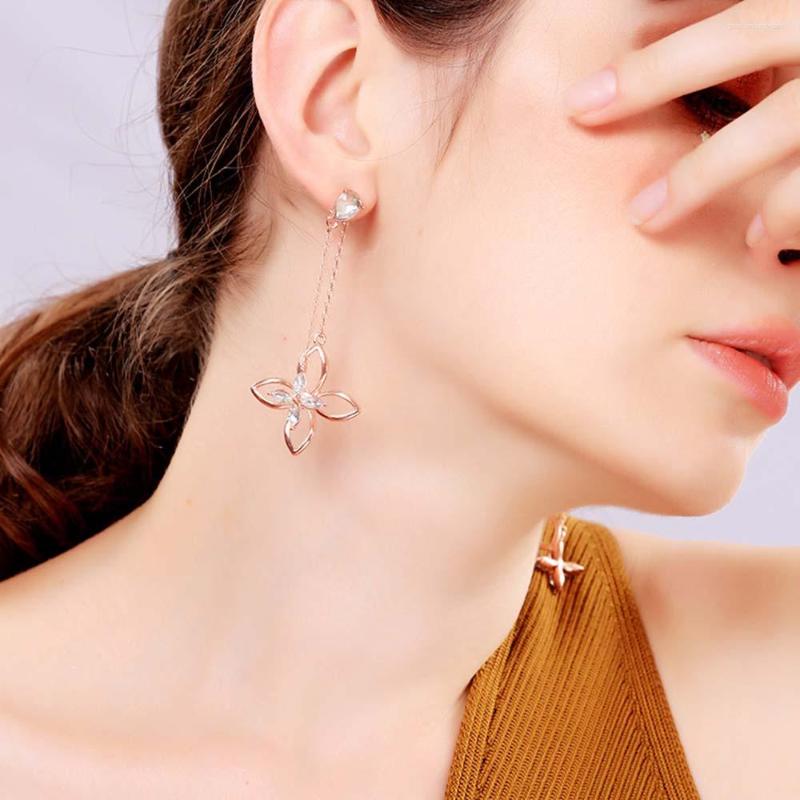 

Dangle Earrings European And American Style Diamond-Studded Forest Flower Four-Leaf Clover Temperament Women Luxurious Personality