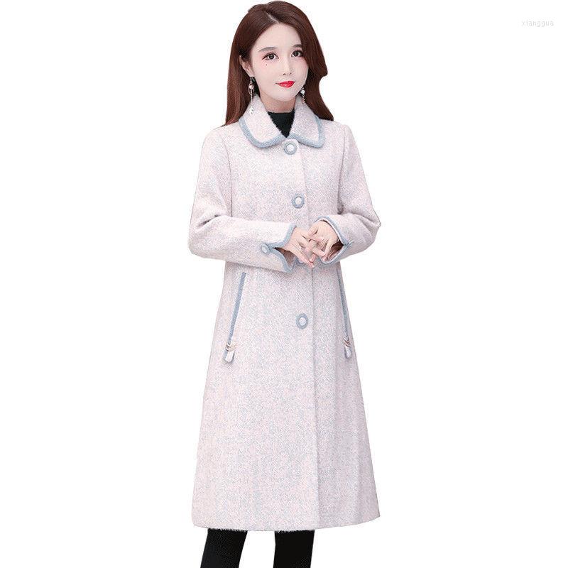 

Women's Wool The Winter Women Imitation Mink Sheep Shearing Gold Overcoat Female Mid-length Thicken Woolen Cloth Coat R895, Blue