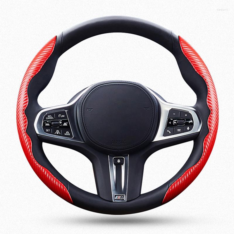 

Steering Wheel Covers Universal 2 Halves Carbon Fiber Look Car Cover Non-Slip Interior Styling Decoration