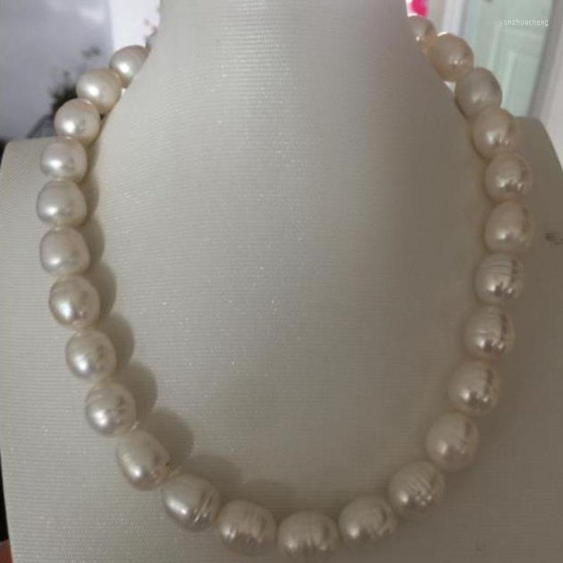 

Chains Elegant13-14mm South Sea Baroque White Pearl Necklace 18inch 925silver