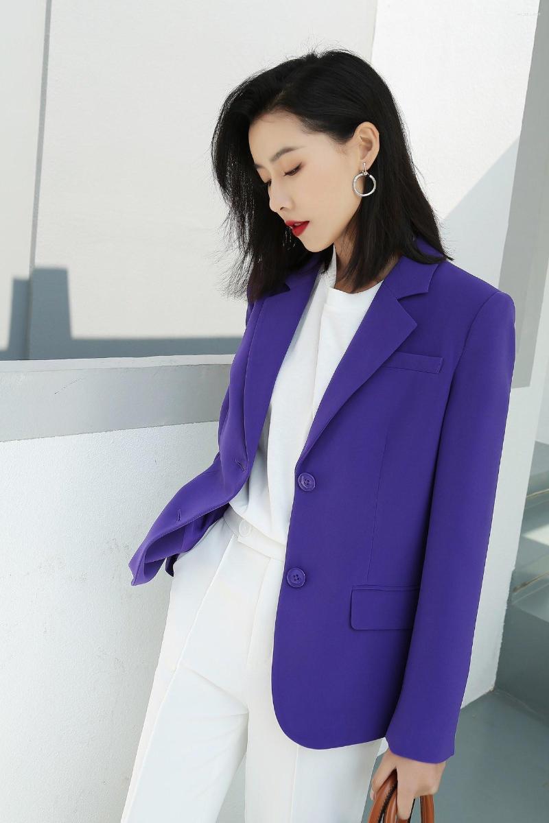 

Women' Suits Small Temperament Of The Design Summer 2022 Purple Leisure Suit Long-sleeved Jacket Lapel