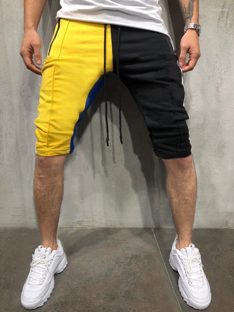 

Men's Shorts Men's Knee Length Casual Color Matching Design Personalized Sports Pants Hip-hop Style Slim, Green