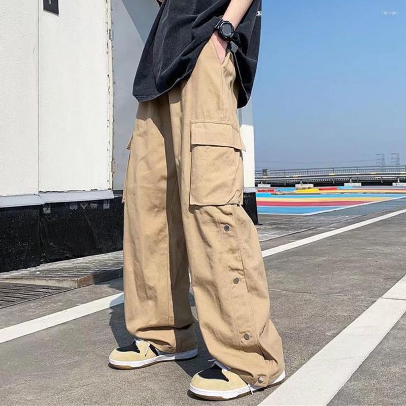 

Men's Pants Casual Bottoms Wide Leg Four Seasons Retro Straight Cargo Streetwear, Black