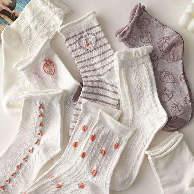 

Women Socks Lolita White Breathable JK Cotton Cosplay Girls Sweet Cute Summer Thin Mesh Frilled Harajuku, 17