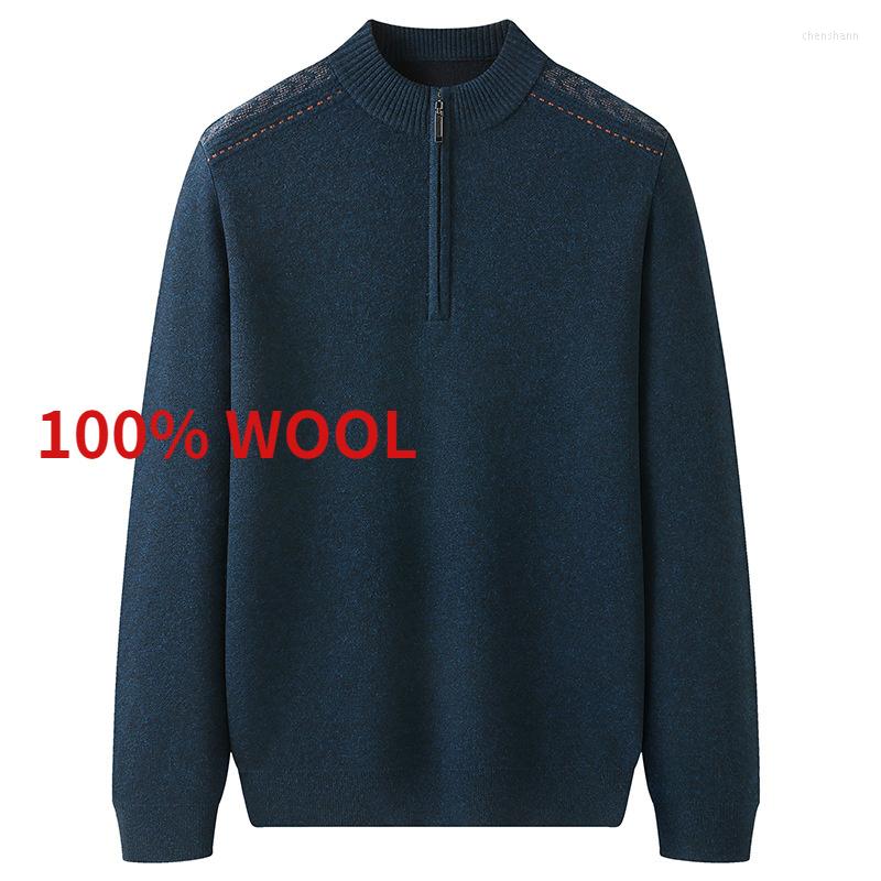 

Men's Sweaters Arrival Fashion Autumn And Winter High Quality Round Neck Half Cardigan Men's Wool Sweater Plus Size XL2XL3XL4XL5XL6XL7XL, Black blue