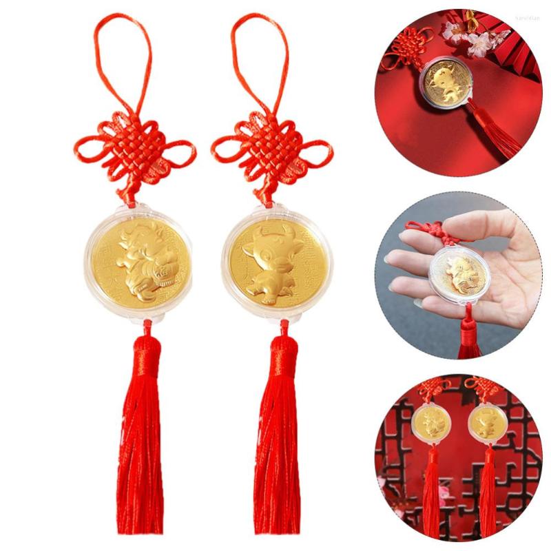 

Interior Decorations 4pcs Chinese Year Ox Pendant Knot Decorative Ornament For Car