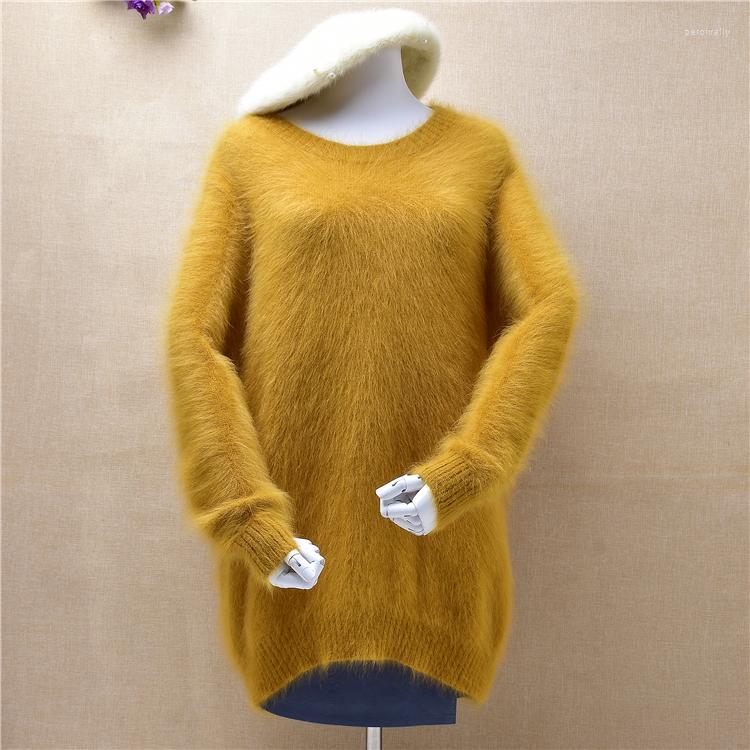 

Women's Sweaters Top Mujer Woman Fashion O-neck Fuzzy Fluffy Mink Cashmere Knitted Long Sleeved Loose Pullover Angora Hair Jumper, Body72-80 chest108cm