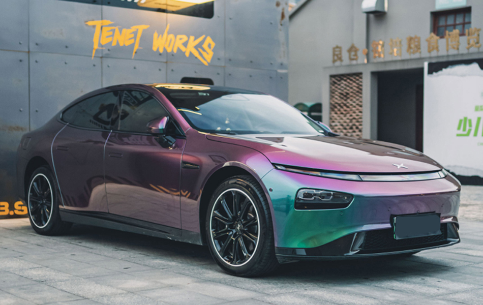 

Super Glossy Chameleon Green Purple Vinyl Wrap Film Adhesive Decal Sticker Aurora Green Metallic Car Wrapping Roll Air Free Bubbles