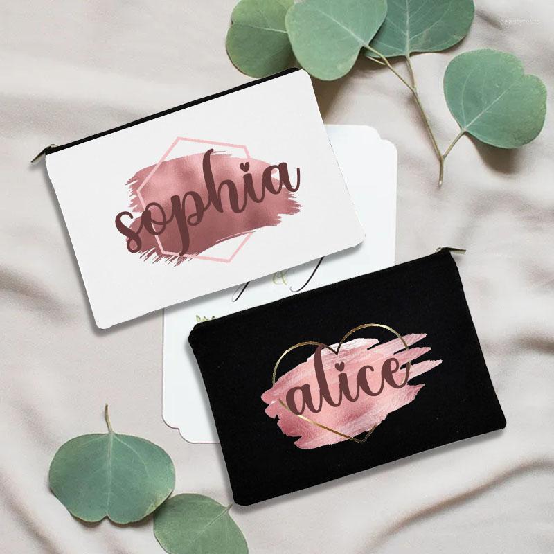 

Cosmetic Bags Personalized Custom Name DIY Wedding Party Canvas Makeup Case Zipper Toiletry Pouch Bridesmaid Teacher Mother Gift, D3diam001