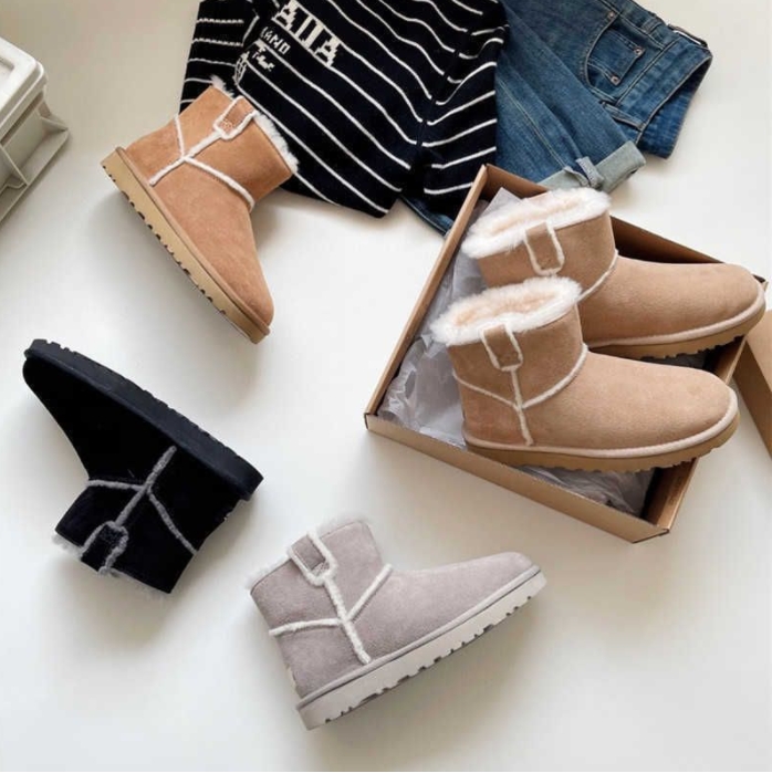 

winter Classic Mini Spill Seam snow boots designer australian wgg women boot Warm AUS womens booties Ankle cowhide leather fur shearling fur Fluffy shoes, Color 9