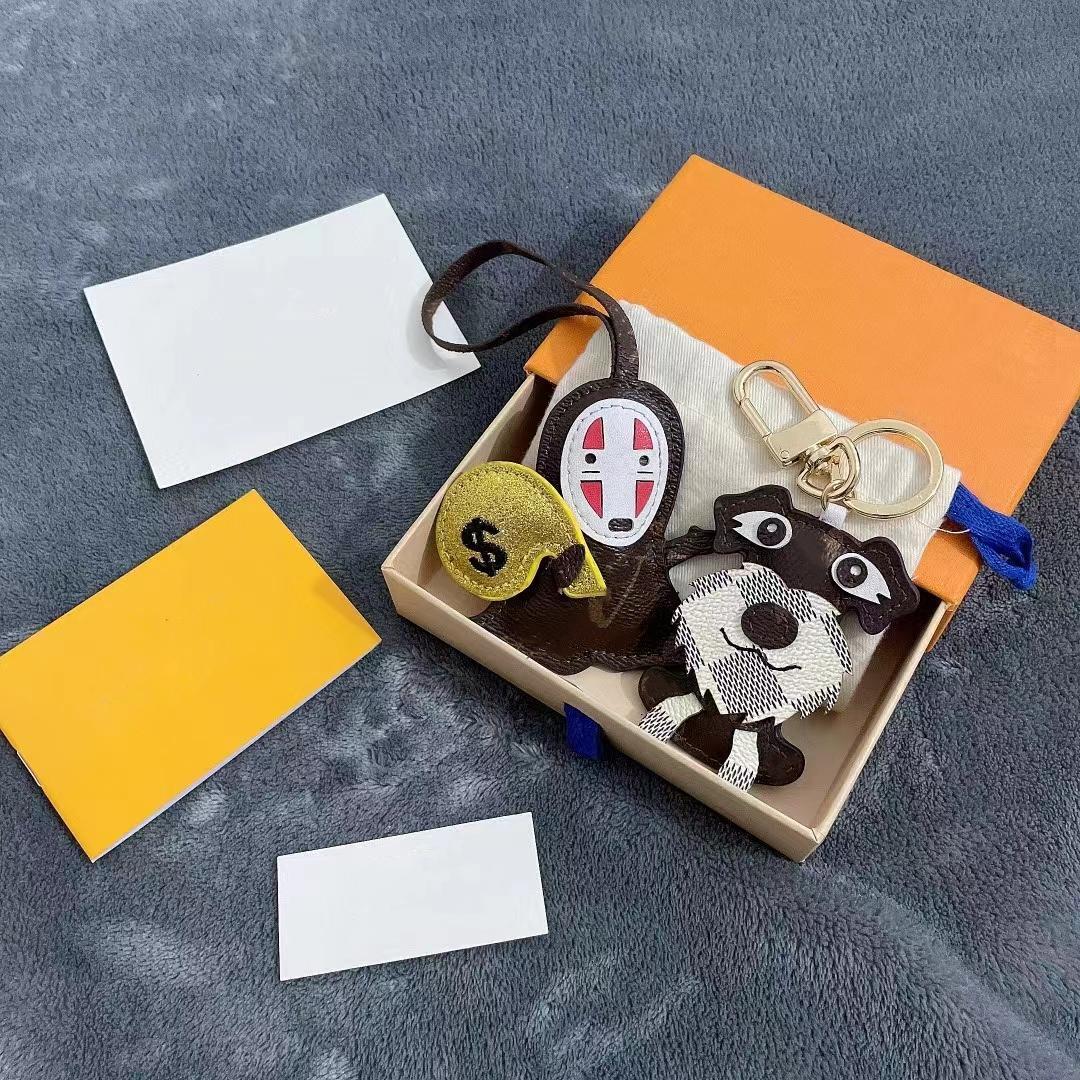 

Keychains designer leather keychain fashion classic key chain Designers alloy cartoon animals lovers men women car bag pendant accessories with box
