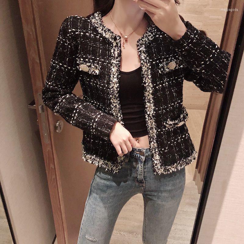 

Women' Jackets 2022 Spring French Jacket Female Ladies Temperament Coarse Floral Shawl Black Women' Blouse
