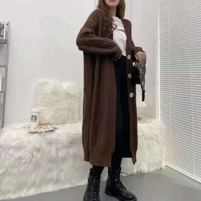 

Women's Knits Casual Long Knitted Cardigan Women Tops Mujer Vintage Loose Sweaters Coat Solid Oversized Jumpers Korean Fashion 4-color, Gray
