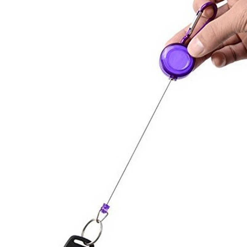 

Fashion keychainsKeychains Lanyards 5Styles 60cm Retractable ring Metal Wire chain Clip Pull Recoil Sporty Ring Anti Lost ID Card Holder Chain
