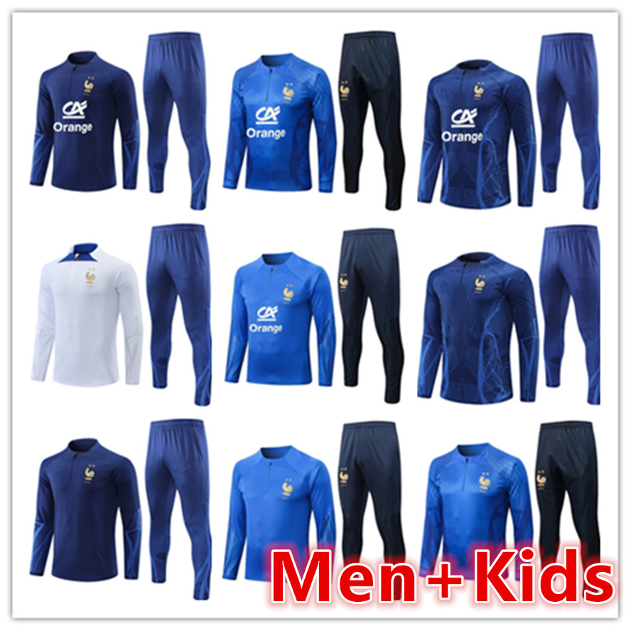 

2022 French fra nce tracksuit training suit tracksuits soccer jersey set BENZEMA MBAPPE equipe de Full Sets kids kit Men 22 23 Francais tracksuit survetement foot, 18