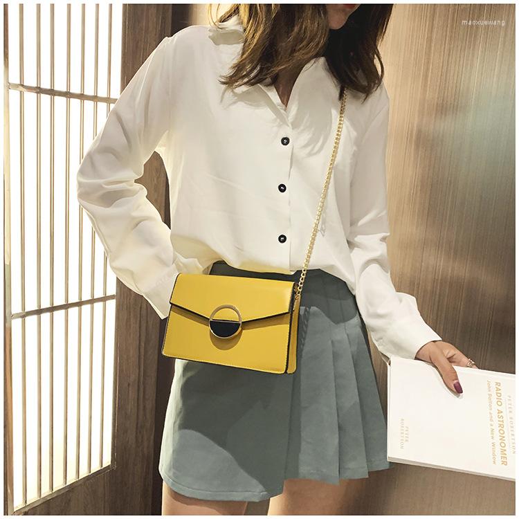 

Evening Bags 2022 Women Fashion PU Leather Cross Body Chain Shoulder Bag Ladies Solid Color Lightweight Buckle Square Purse Handbag, Black