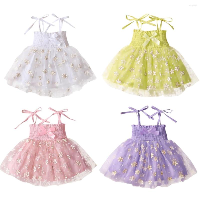 

Girl Dresses 2022-05-11 Lioraitiin 0-18M Born Baby Girls Princess Dress Floral Printed Pattern Boat Neck Tie Up Slip 4Colors