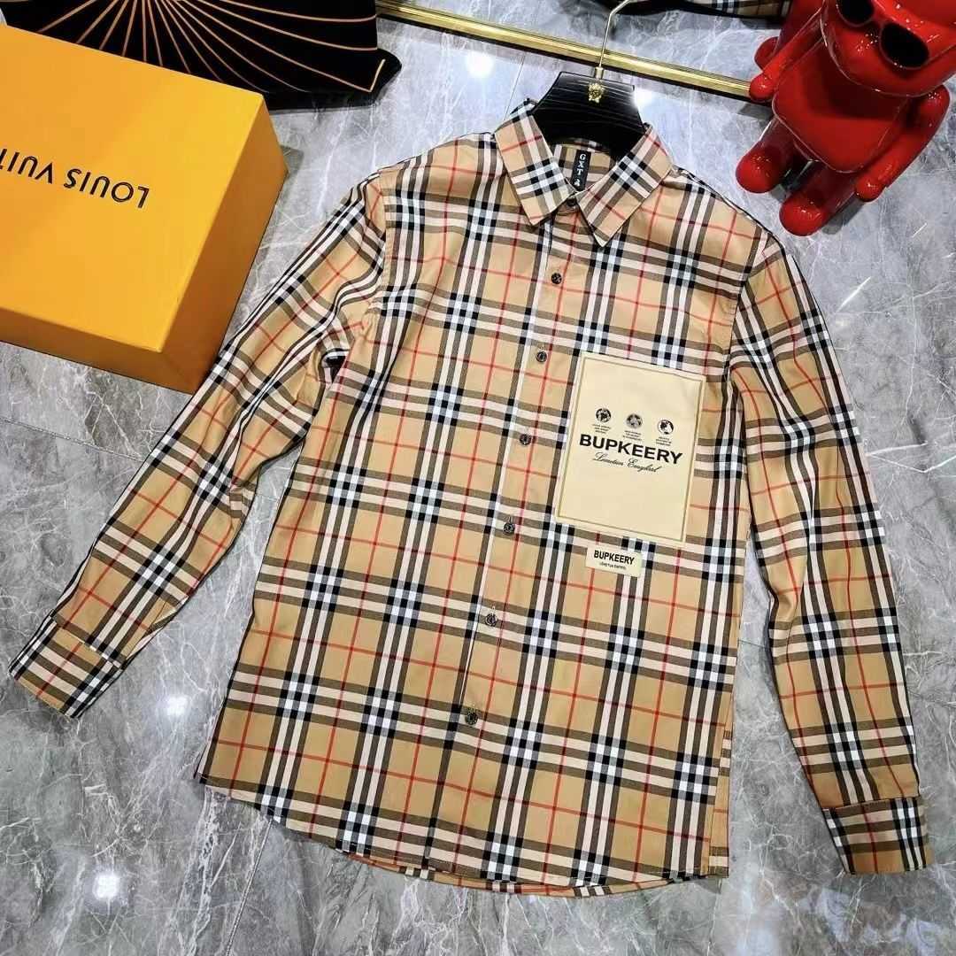 

burbrerys mens jackets coats 22 Year New Classic Fashion Mens Brand Plaid Stripe Long Sleeve Shirt Casual Versatile Coat for Men and Women, Main drawing