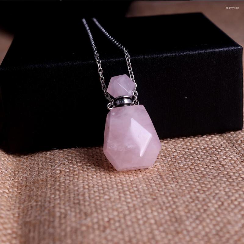

Chains High Quality Women Perfume Bottle Natural Stone Crystal Pendant Necklace Healing Pendulum Charms Jewelry Creative Gift