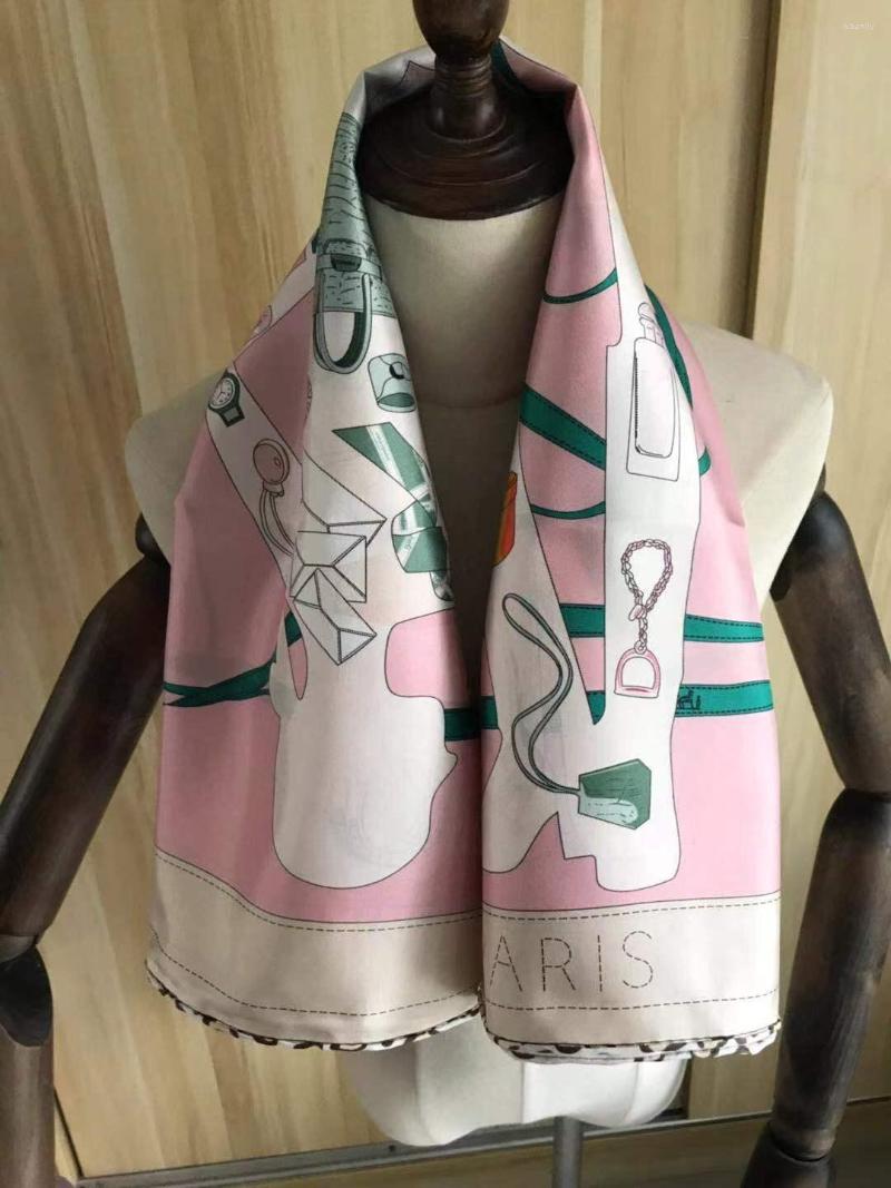 

Scarves 2022 Arrival Fashion Elegant Pink Silk Scarf 90 Cm Square Shawl Twill Wrap For Women