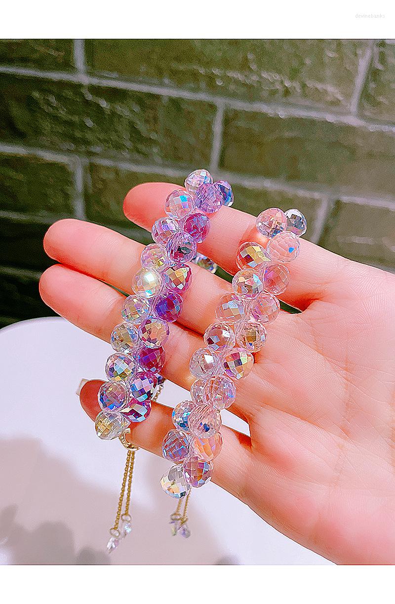 

Strand HIYONG Double Row Crystal Women's Bracelet Colorful Rhinestone Beaded Pullable Jewelry Fashion Gifts For Girls