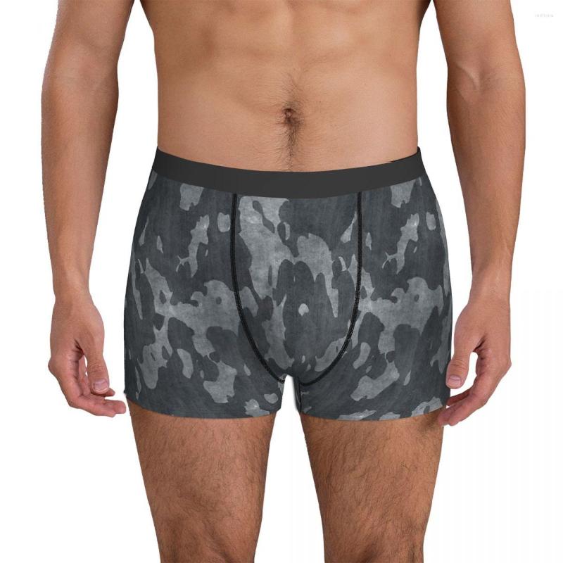 

Underpants Grey Jeans Denim Design With Camouflage Pattern Breathbale Panties Male Underwear Print Shorts Boxer Briefs, 1 pcs