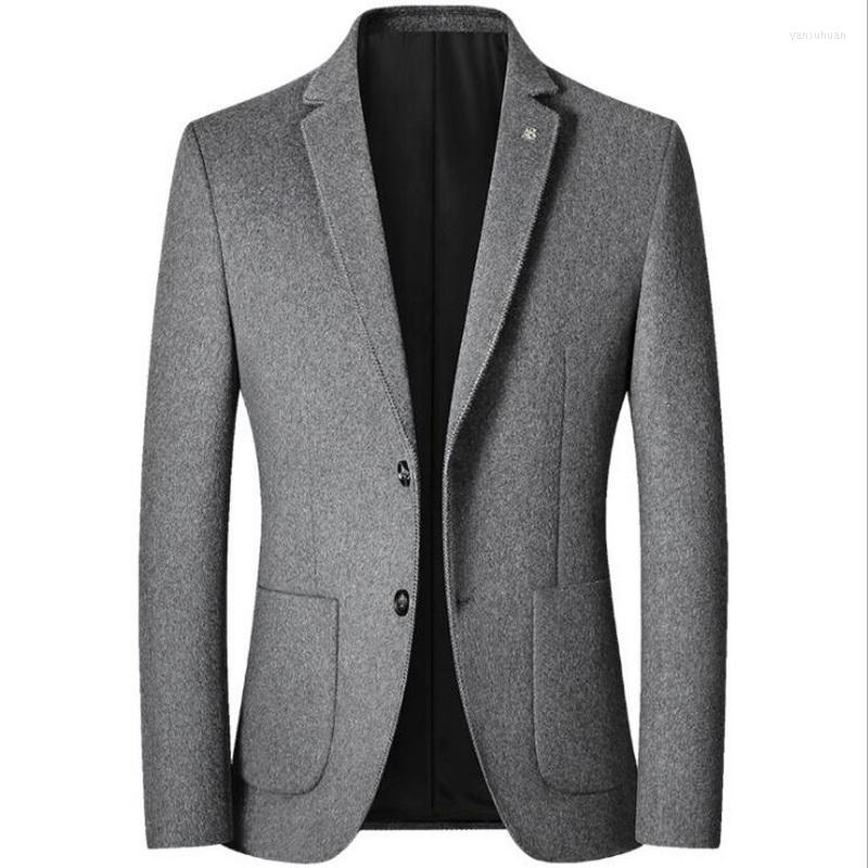 

Men's Suits Autumn Winter Men's Woolen Suit Blazers Casual Singles Wool Outwear Warm, Black