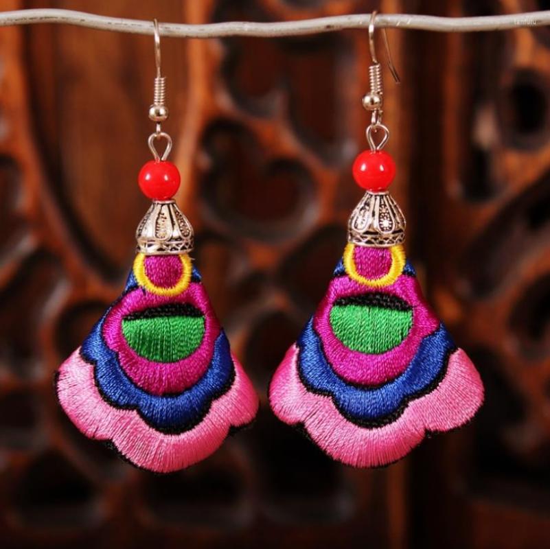 

Dangle Earrings 1 Pair Flower Embroidered For Women Fashion National Style Personality Drop Bride Jewelry