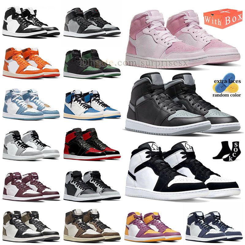 

Jumpman 1 Basketball Shoes With Box Mens Woemns Digital Pink University Blue Starfish Ts Fragment Dark Mocha Mid Light Smoke Gyey Obsidian Og Shadow Red J1 Sneaker J1s, A98 36-46 royal toe