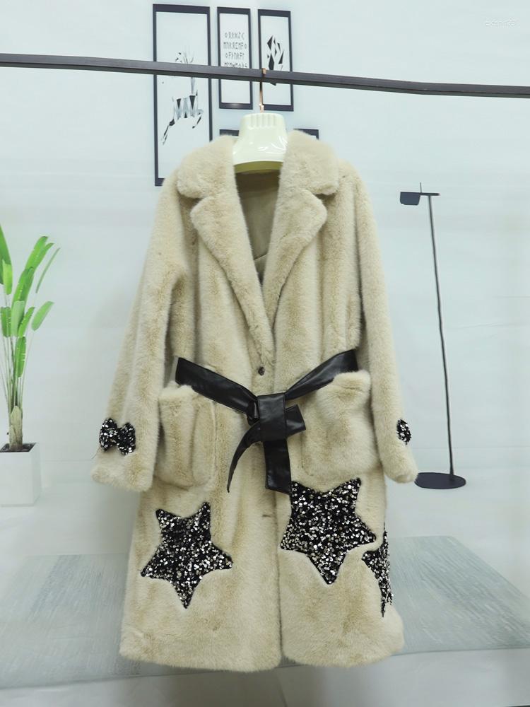 

Women's Fur Winter Faux Coats Women Imitation Long Over-the-Knee Coat Ladies Fashion Jacket Outwear Y3062, Khaki