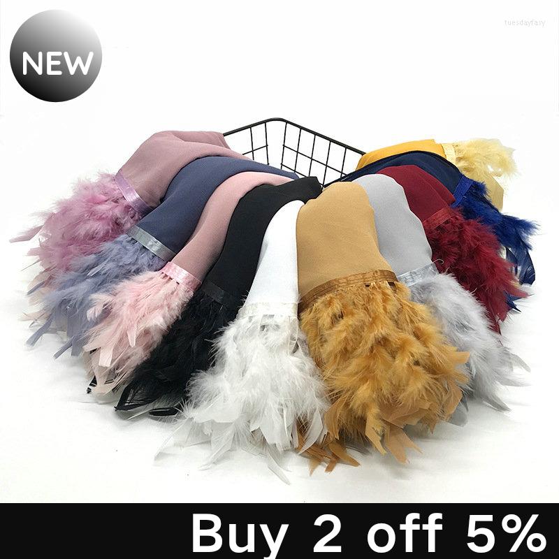 

Ethnic Clothing Feather Chiffon Hijab Scarf Bandana Black Shawl Islam Veil Turban Femme Musulman Turbans Head Women Chic Ramadan