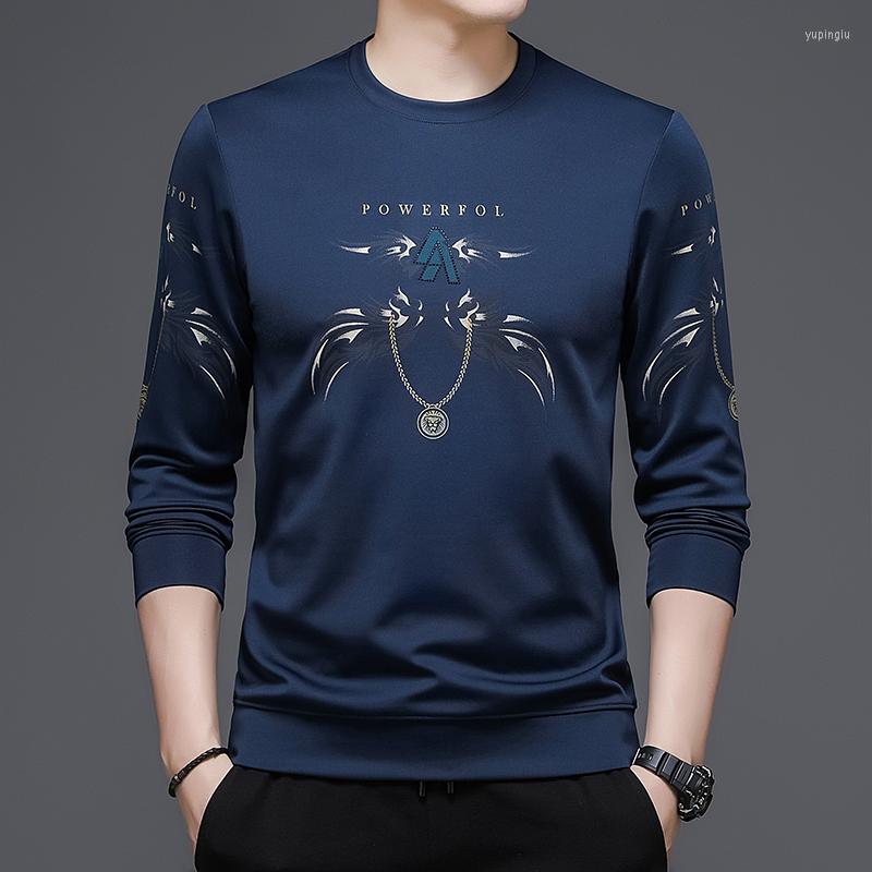 

Men's T Shirts TFETTERS Brand Graphic Men Fashion Business Casual O-Neck Collar Long Sleeve Shirt Autumn Print T-Shirt Clothing, Black