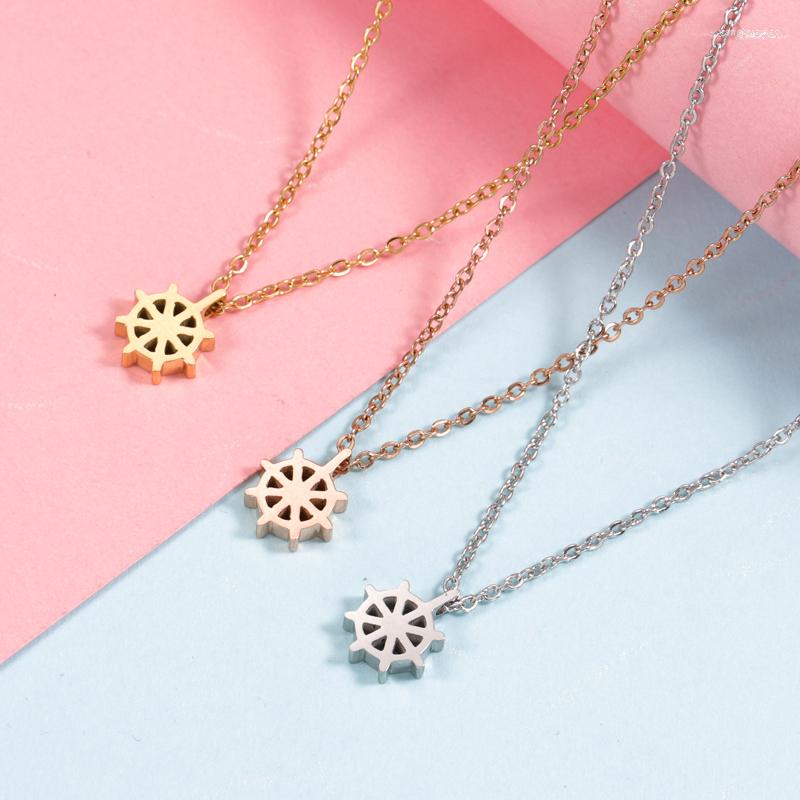 

Pendant Necklaces Fnixtar 10Pcs Mirror Polished Rudder Beads Stainless Steel Cable Chain For Womens Girls Fashion Jewelry 2022