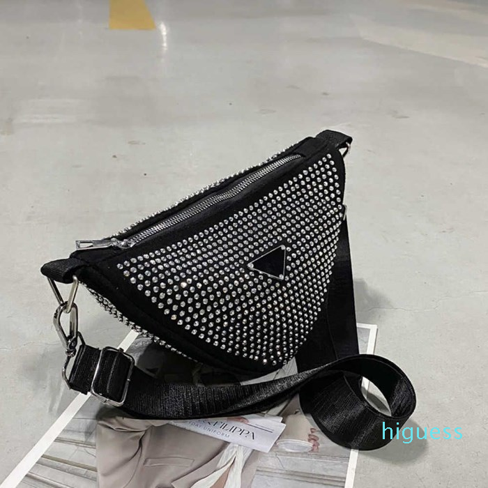 

Factory wholesale new 2023 High beauty popular ins bright diamond women summer new triangle armpit shoulder, Black