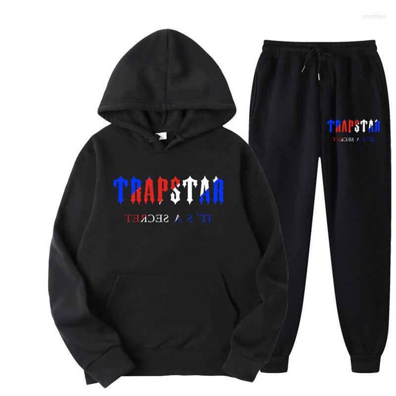 

Men' Tracksuits TRAPSTAR Tracksuit Men Women Winter Fashion Men' Hoodie Suit Warm Loose Print Sportswear Pant 2 Pieces 13 Colors Sets, Dark blue