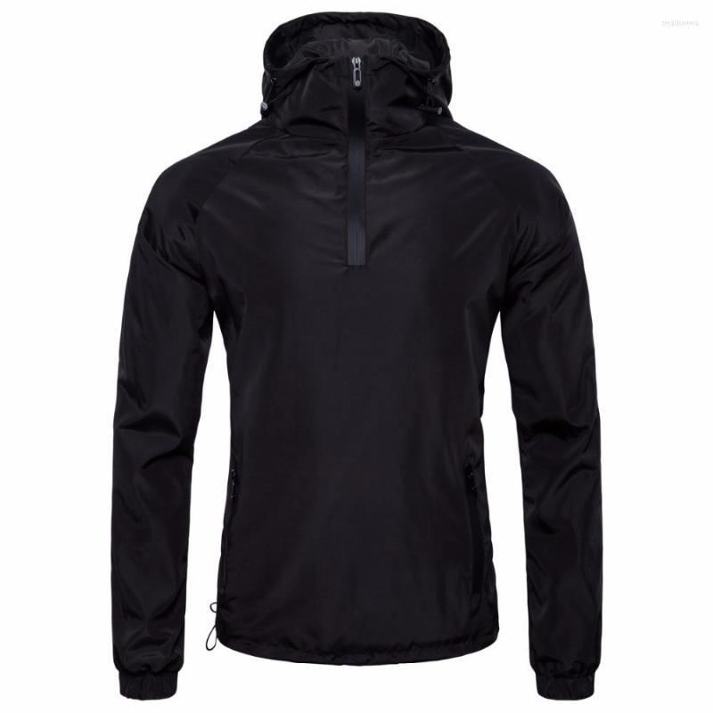 

Men' Jackets Fad Men' Hooded Black Casual Autumn Jacket High Quality Spring Slim Pullover Coat Male Overcoat Man