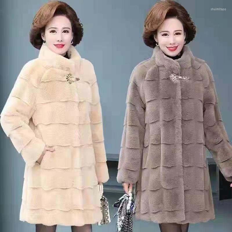 

Women's Fur Winter Coat For Women Long Faux Parkas Jackets Warm Thickening Imitation Mink Jacket Oversize Fashion, Apricot