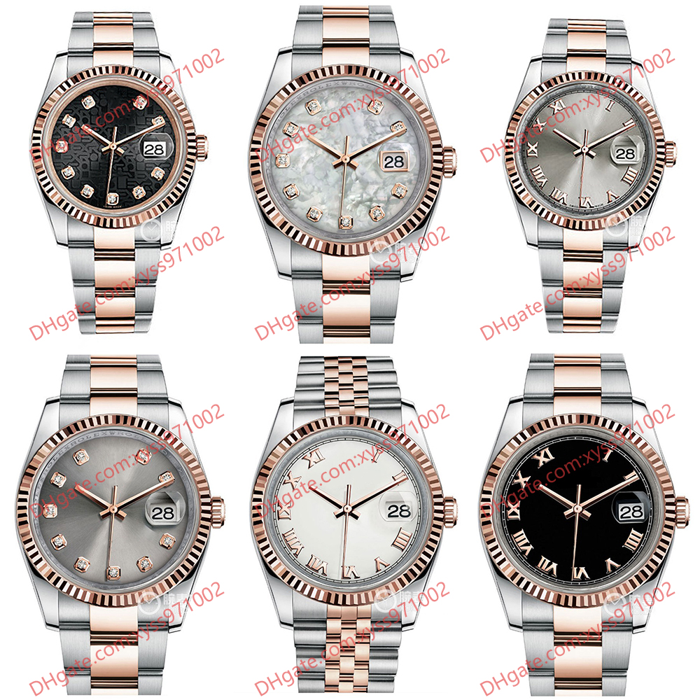 

hot watch 2813 automatic mechanical women's watches 36mm white fritillary dial 116231 stainless steel rose gold silver wristwatch sapphire glass black men's watch, 2 silver