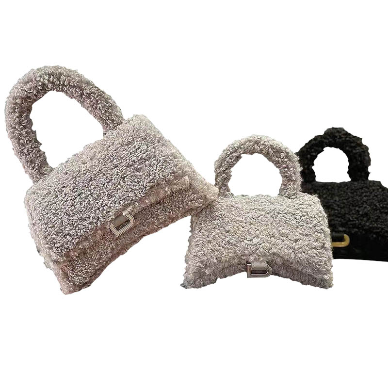 

designer bags Lambhair women hourglass handbags small clutch purses lady shoulder crossbody tote Brands bag Size 23cm, Grey