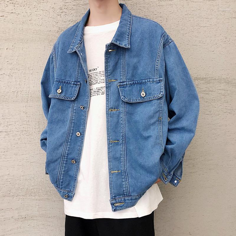 

Men' Jackets Wholesale Denim Jacket Male Spring And Autumn Trend Handsome All-match Clothes Korean Casual Gown Loose Student Tooling, Blue