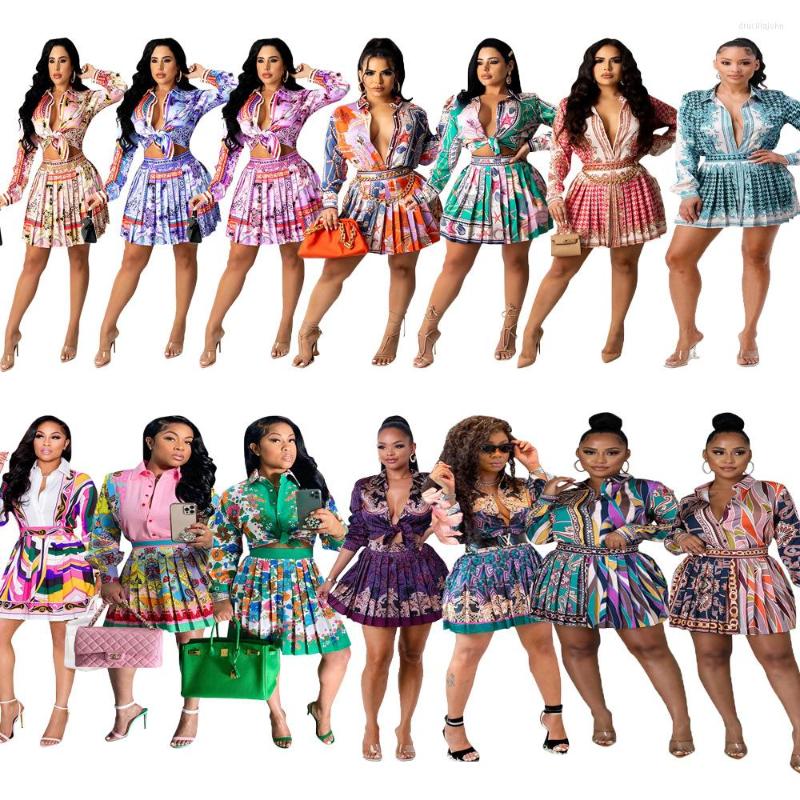 

Work Dresses 2022 Autumn European And American Women's Fashion Cardigan Pleated Skirt Office Ladies Clothes Suit Street Style