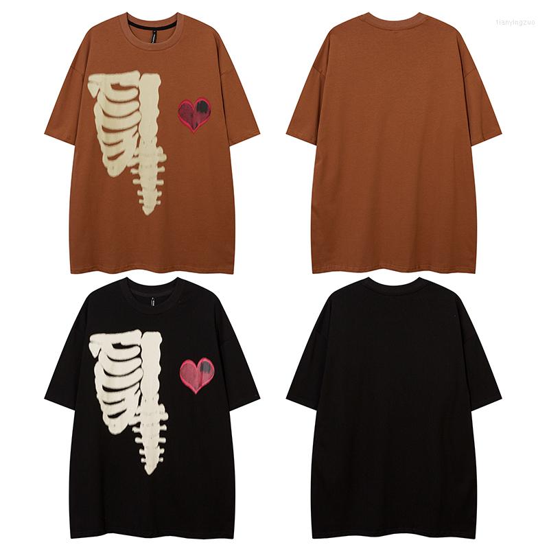 

Men's T Shirts Love Pattern Skull Print Summer Tshirts For Men And Women Round Neck Hip Hop Oversized Top Tees Harajuku Short Sleeve Shirt, Black