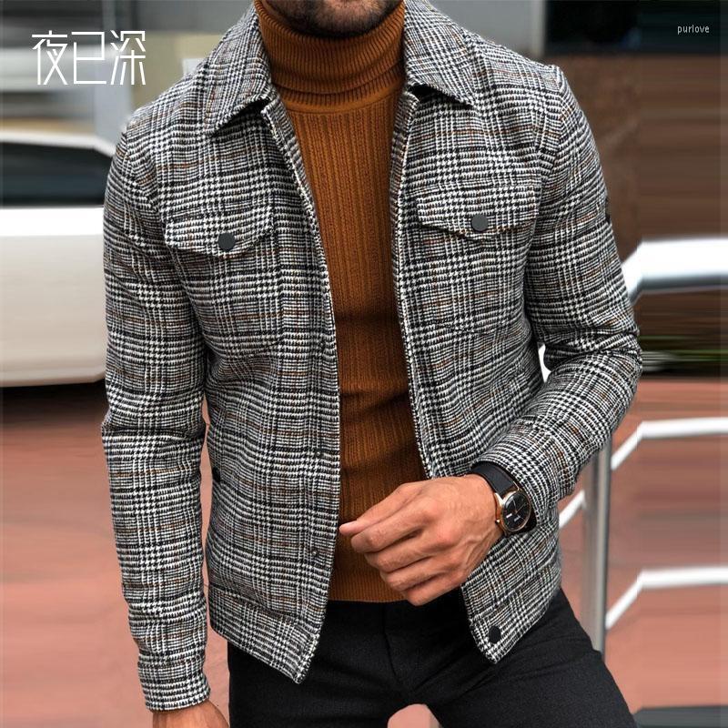 

Men' Jackets Men' Jacket 2022 Slim Fit Casual Fashion Autumn Lattice Coat Top, Gray