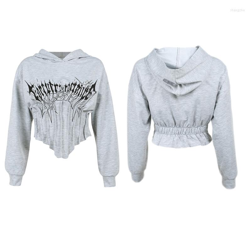 

Women' Hoodies Long Sleeve For Women Pullover Print Tops Hooded Sweatshirt Irregular Hem Drop, Gy